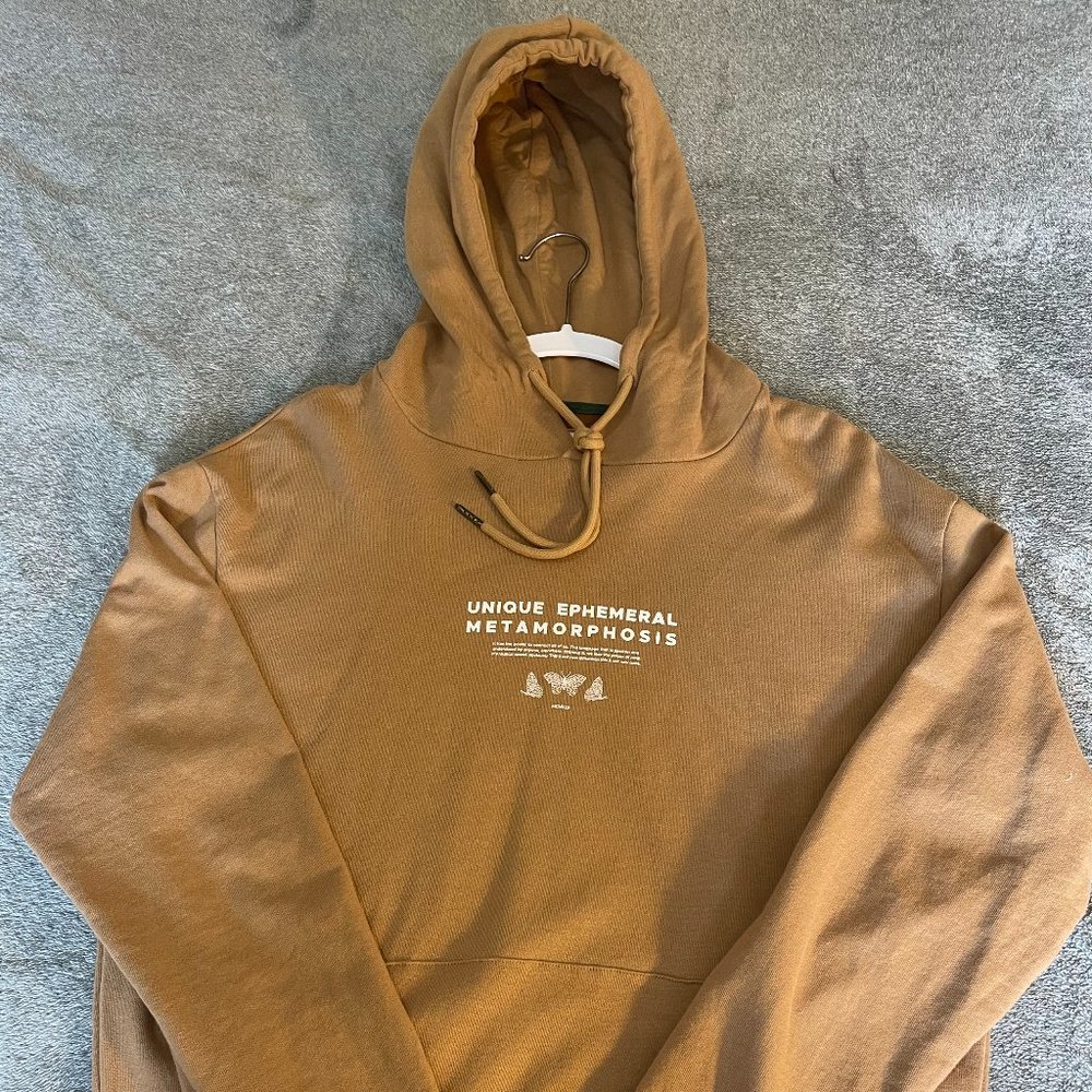 Beige Graphic Hooded Sweatshirt - Size M